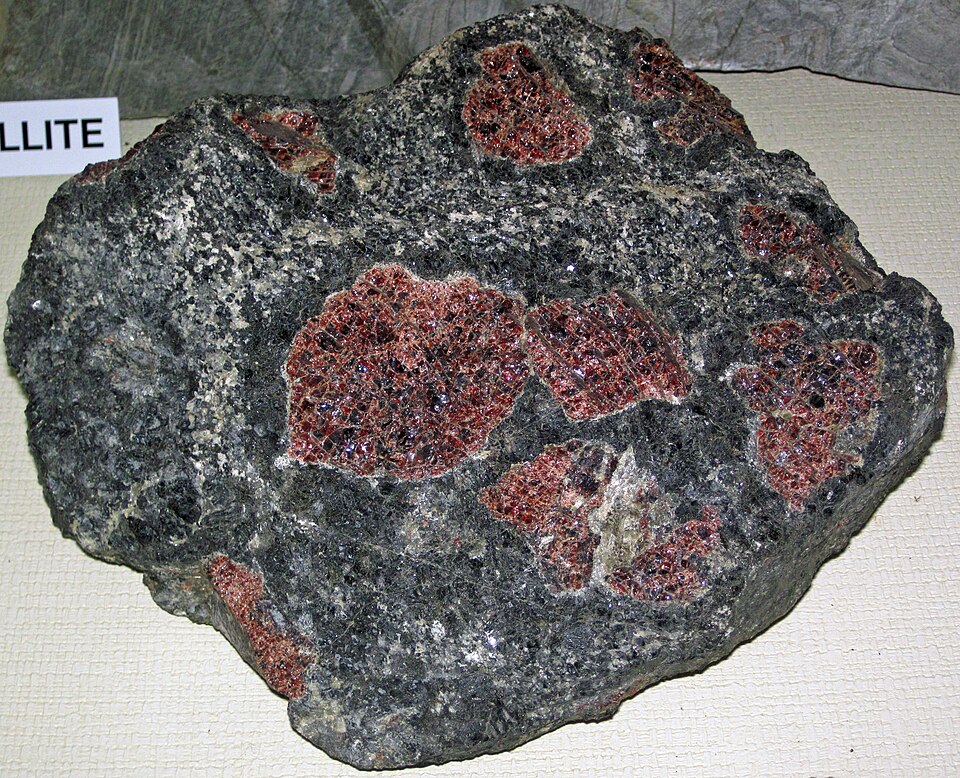 Amphibolite specimen Amphibolite specimen: black and dark green metamorphic rock