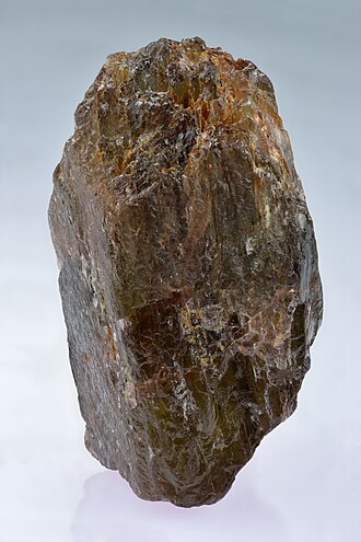 Andalusite specimen: reddish brown and olive green mineral