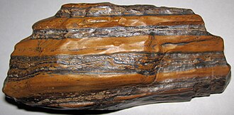 Banded Iron Formation specimen: red and reddish brown sedimentary rock