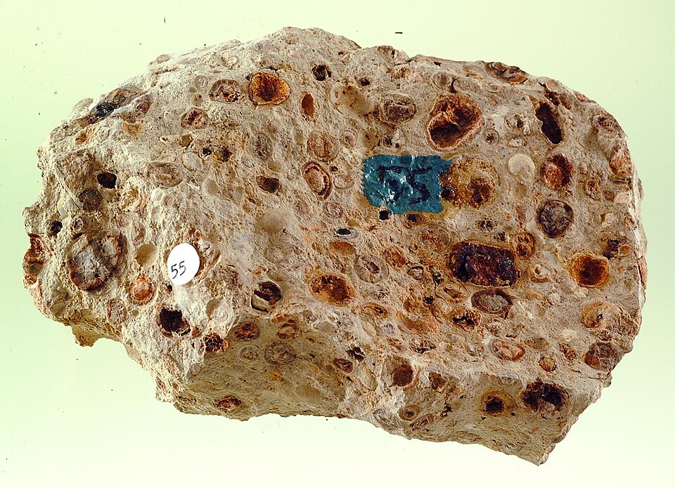 Bauxite specimen Bauxite specimen: reddish brown and tan mineral