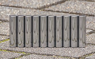 Chrome specimen: mirror silver and blue-gray metal