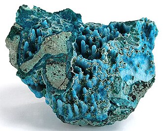 Chrysocolla specimen: blue-green and cyan mineral