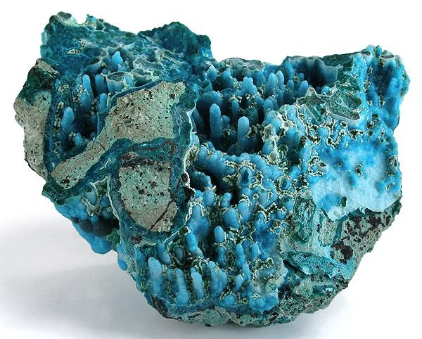 Chrysocolla specimen Chrysocolla specimen: blue-green and cyan mineral