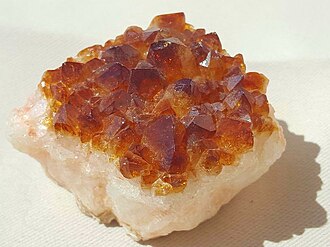 Citrine specimen: yellow and orange crystal