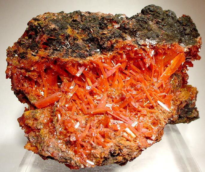 Crocoite specimen Crocoite specimen: bright orange-red and red mineral
