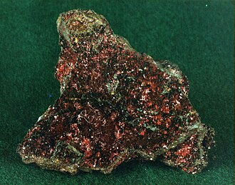 Cuprite specimen: red and dark red mineral
