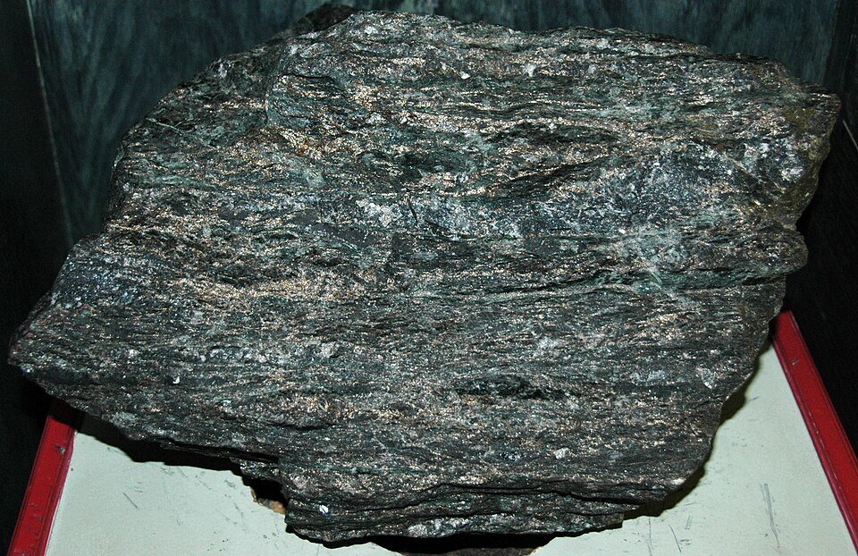 Greenschist specimen Greenschist specimen: green and gray green metamorphic rock