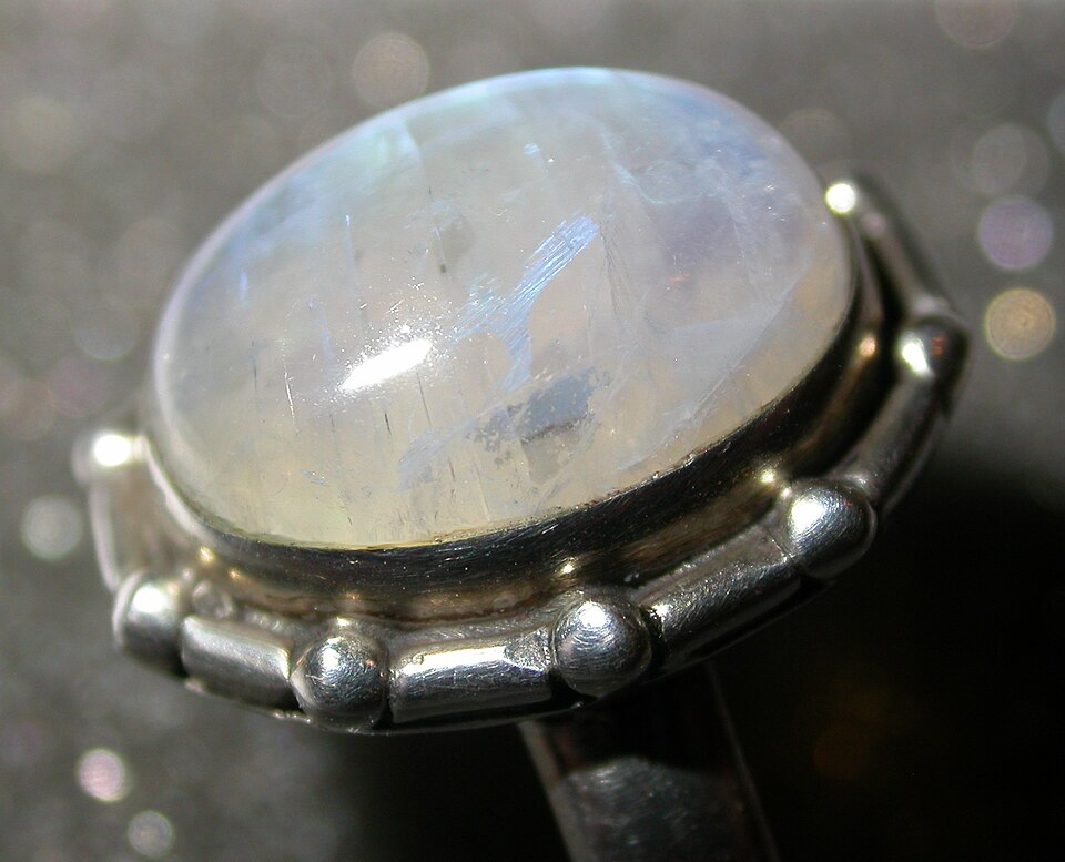 Moonstone specimen Moonstone specimen: white and gray gemstone