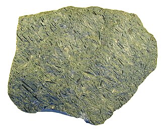Phonolite specimen: gray and greenish gray igneous rock