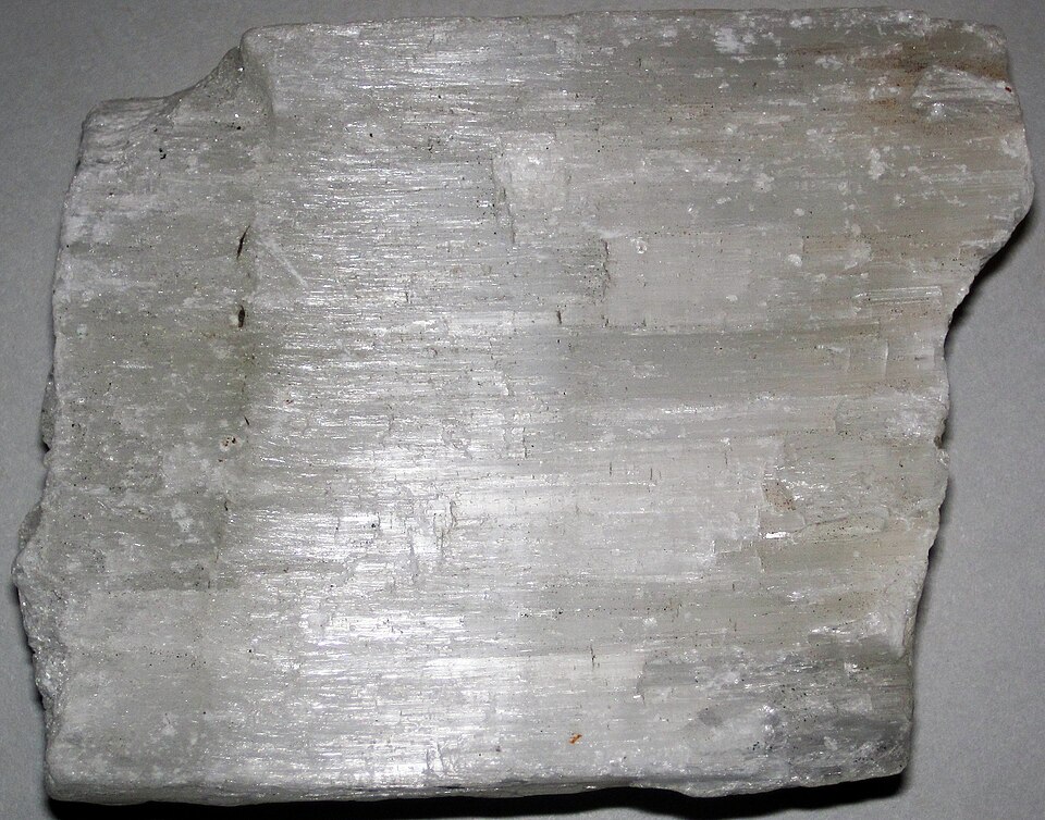 Satin Spar specimen Satin Spar specimen: white and cream mineral