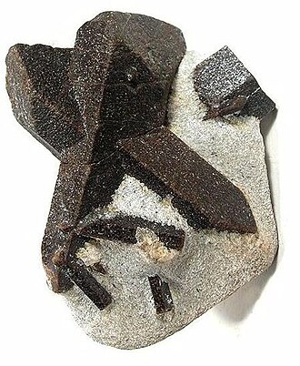Staurolite specimen Staurolite specimen: reddish brown and brown mineral (photo 2)