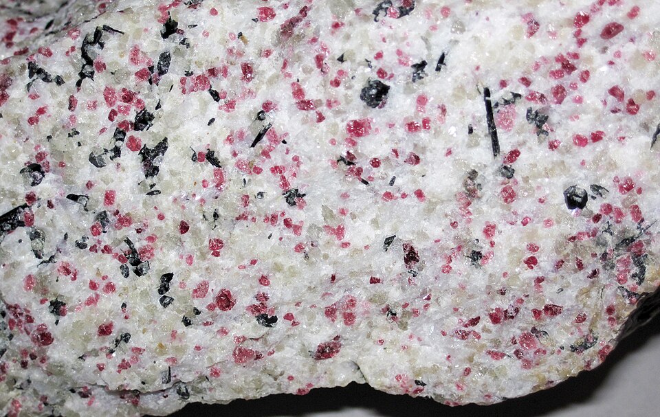 Syenite specimen Syenite specimen: gray and pink igneous rock